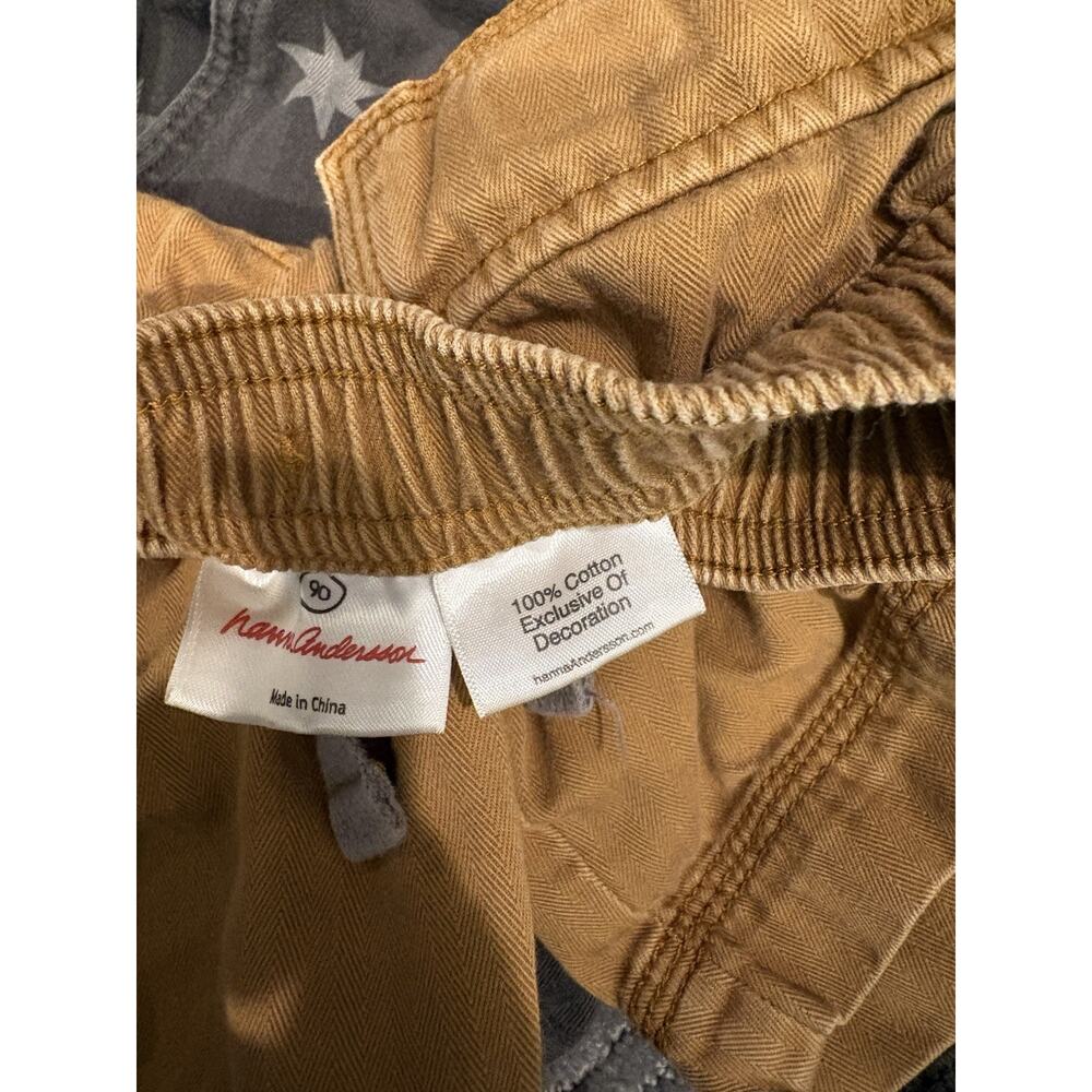 Hanna Andersson Boys Bottoms Set Tan Khaki Cargo Shorts Gray Star Size 90 US 3T - Picture 8 of 9